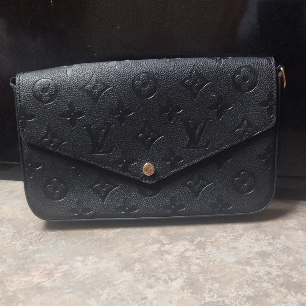 Louis Vuitton Black Embossed Monogram Clutch